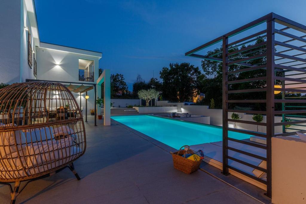 Evening pool terrace